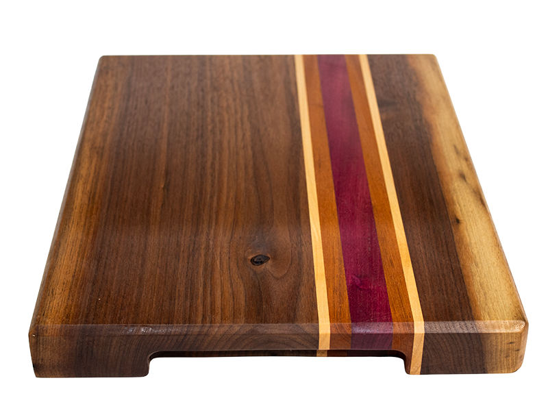 Walnut Serving/Cutting Board with Mahogany, Maple, and  Purple Heart stripes