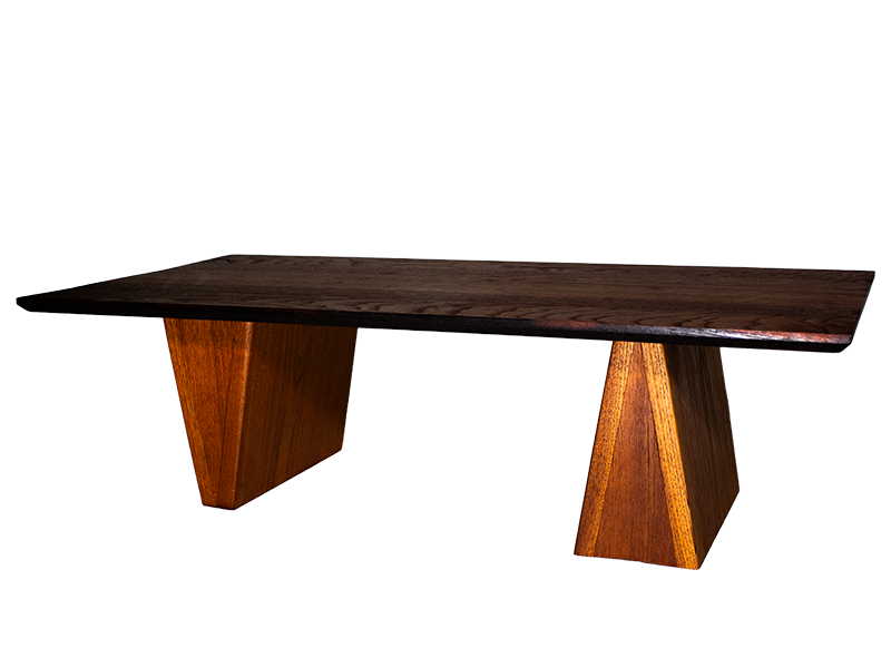 Spanish Cedar Tea Table with triangle shaped legs