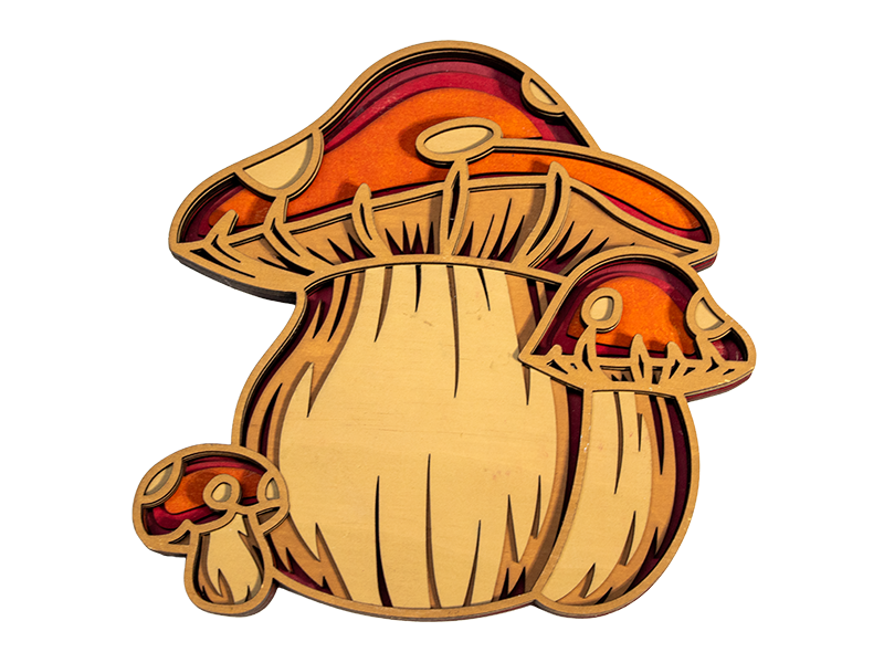 Mushroom laser cut layer art.