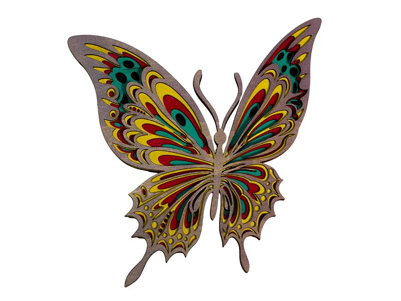 Butterfly laser cut layer wall art.